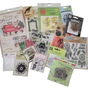 Scrapbooking Clear Stamps Bundle Mixed Brands Craft Stamps Set with Block